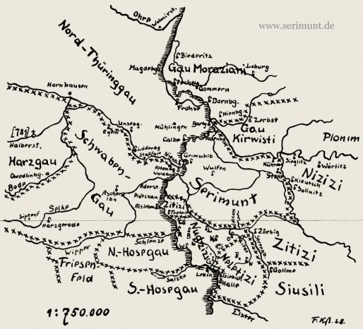 Karte der Mitteldeutschen Gaue, Friedrich Klauß, Köthener Wandertage 9 von 1929